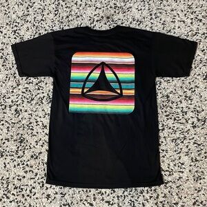 Active Ride Shop Black Tee Shirt Multicolor Stripe Logo Graphic Men’s Size Small